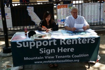 Tenant advocates drummed up support for renter protections at one of the rallies.