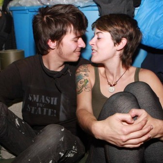 Grodt and Dedrick during the 2011 Occupy protests in NYC. (Photo via GoFundMe)