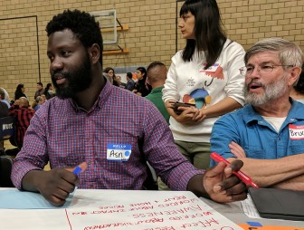 Participants at a recent town hall forum hosted by a coalition of community groups called Silicon Valley Rising. (Photo by Jennifer Wadsworth)